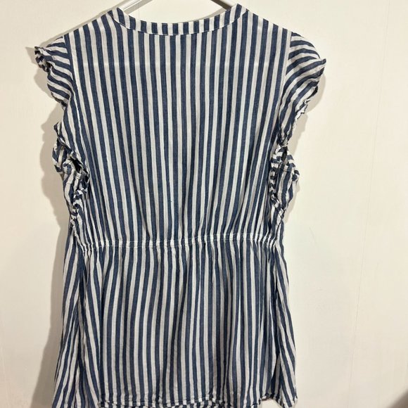 Old Navy- Blue & White Striped - Maternity Tunic Linen Sleeveless - Medium - Picture 2 of 4